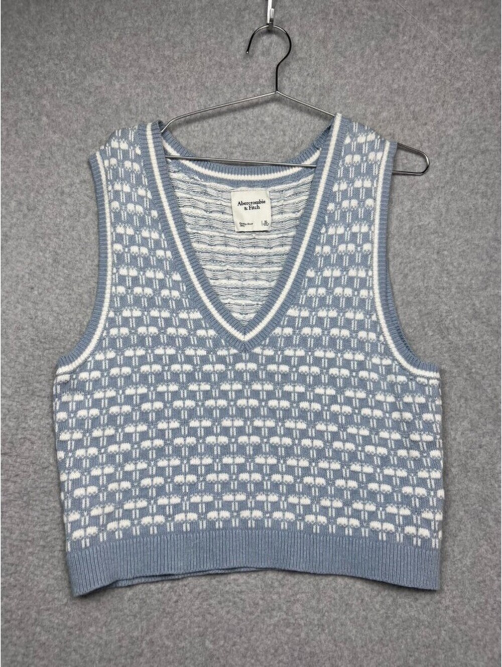 Y2K Abercrombie & Fitch Blue Knit Sweater Vest V-Neck Coastal Grandma Preppy XL